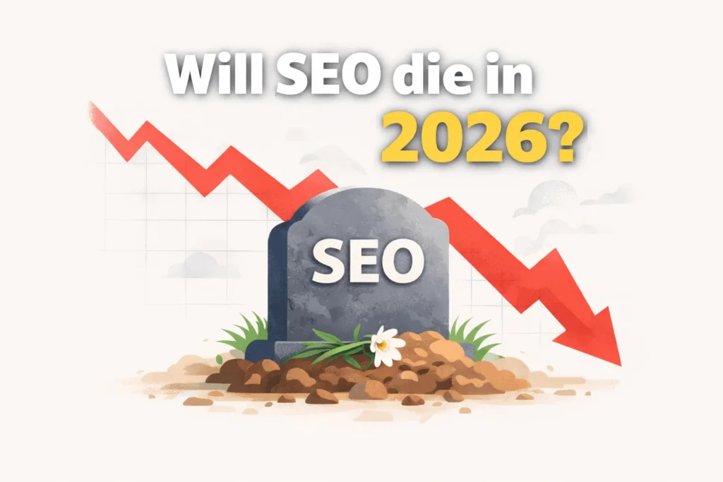 image asking about will seo still working in 2026 with graphics.